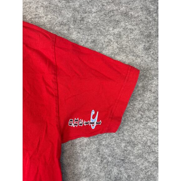 VINTAGE O Neill Shirt Mens Large Red Graphic Dragon Skull Surf Skate Y2K 90s - Picture 5 of 10